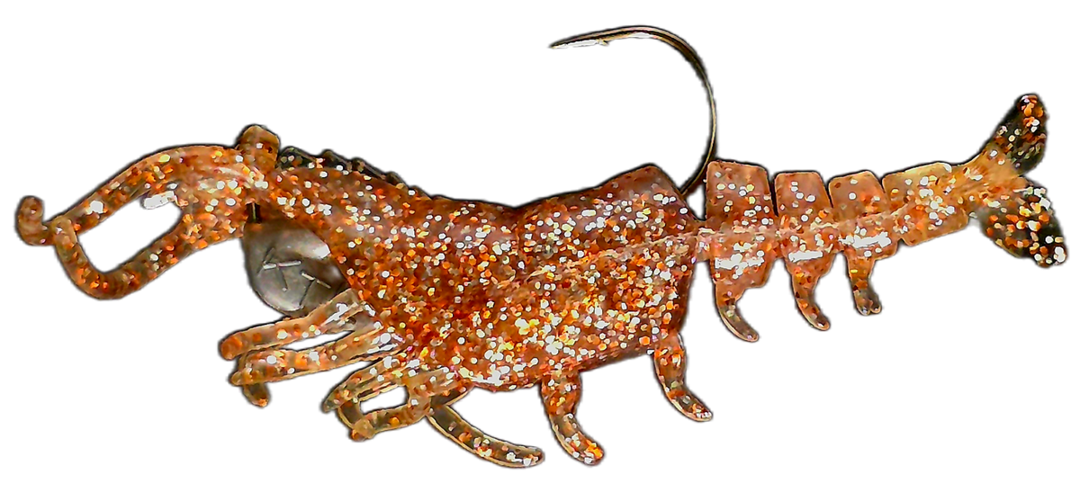 Knockin Shrimp Cracklin With Built-In Tail Rattle — 3 in | 1/8 oz & 1/4 oz | 2-Pack