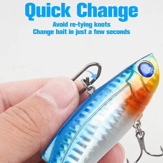 50Pcs Power Fishing Clips Fishing Speed Clips High Strength Fishing Lure Clips Stainless Steel Quick Change Fast Link Clip Snaps