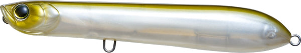 Silver and gold fishing lure on a white background
