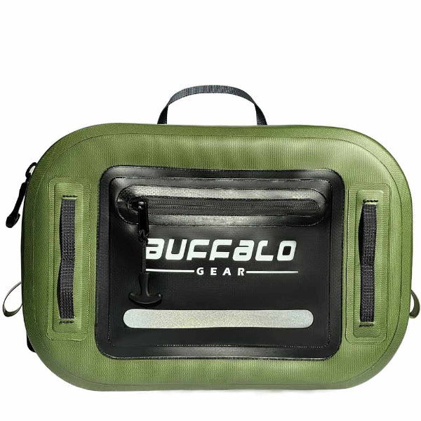 Green pouch with 'Buffalo Gear' branding on a white background