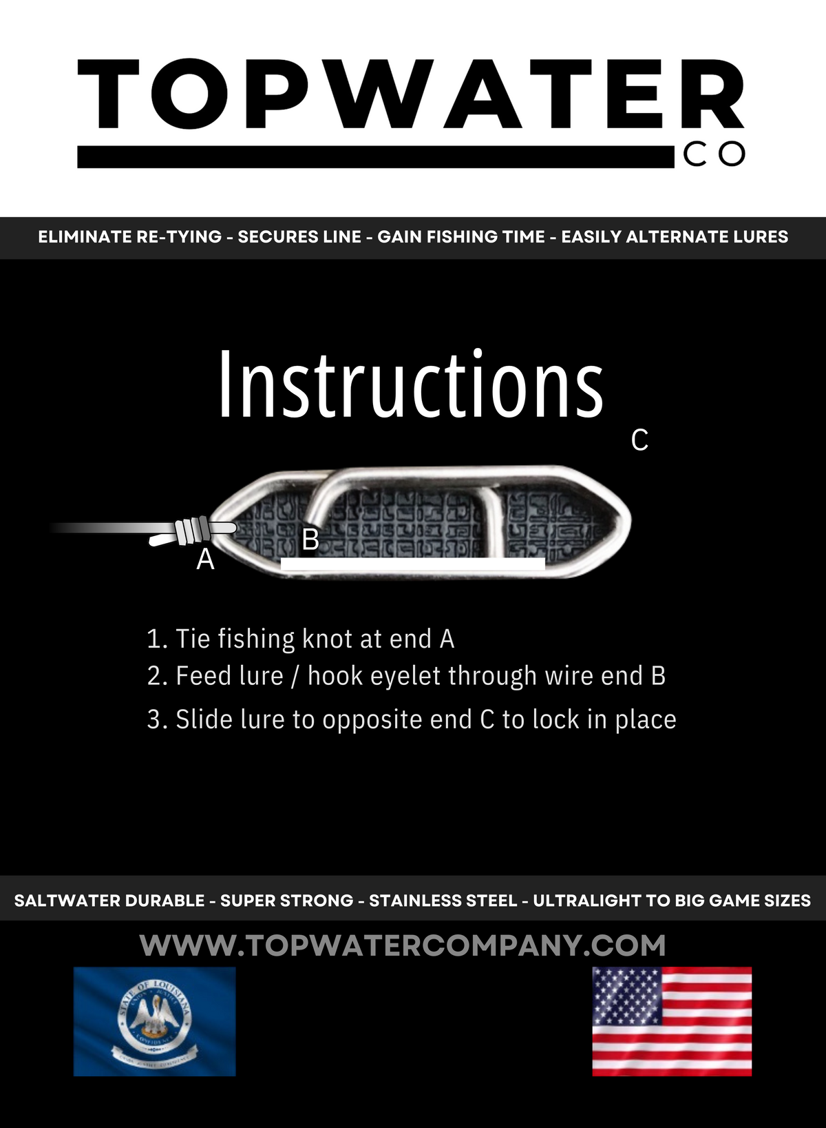 Topwater Co Large Stainless Steel Speed Clips 120 lb