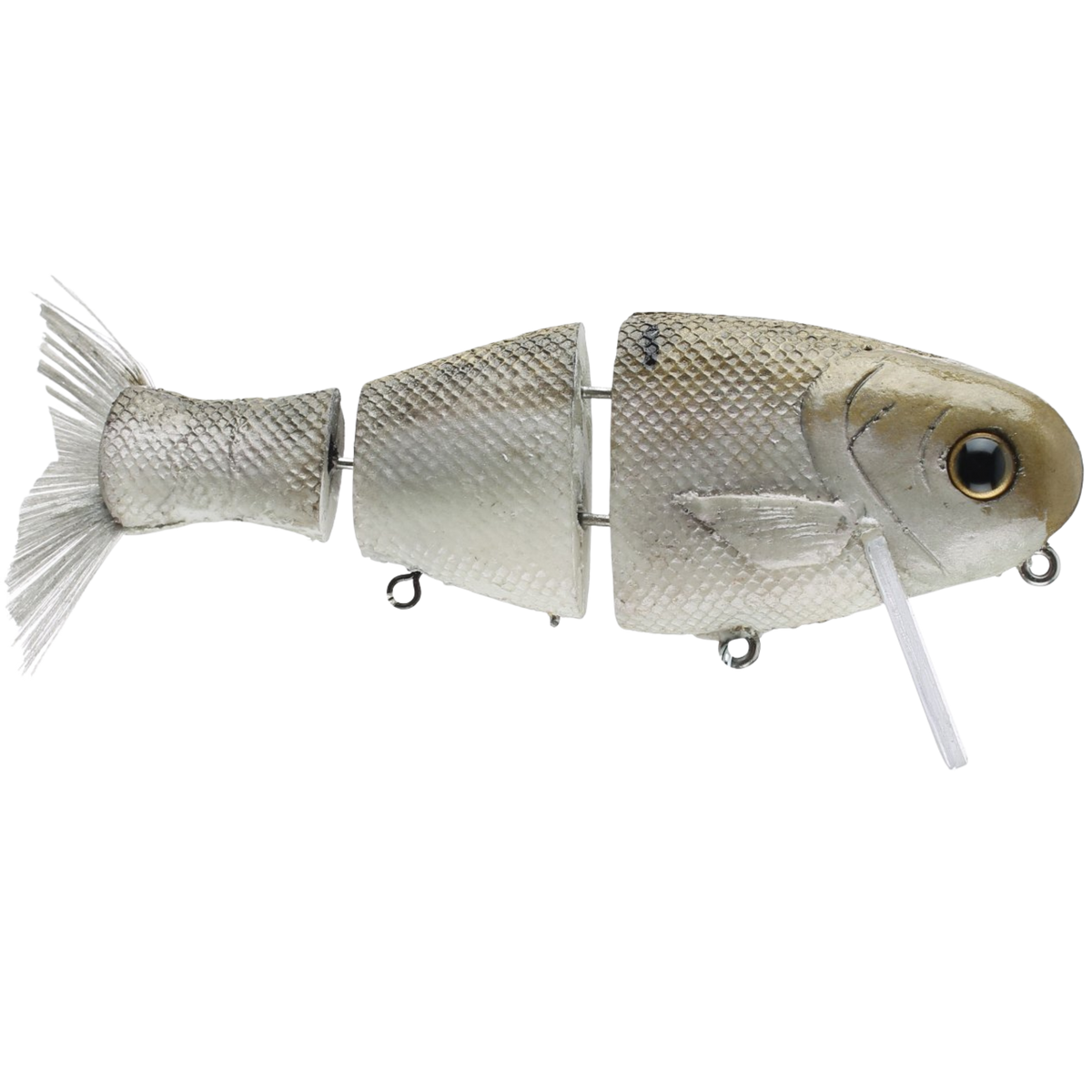 Fishing lure resembling a fish on a white background
