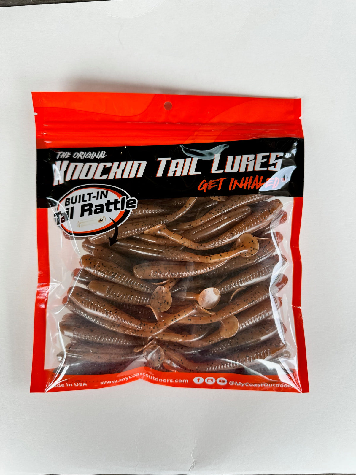 Knockin Tail Lures Bulk Bag — 50 Built-In Tail Rattle Paddle Tails | Your Choice of Size & Color