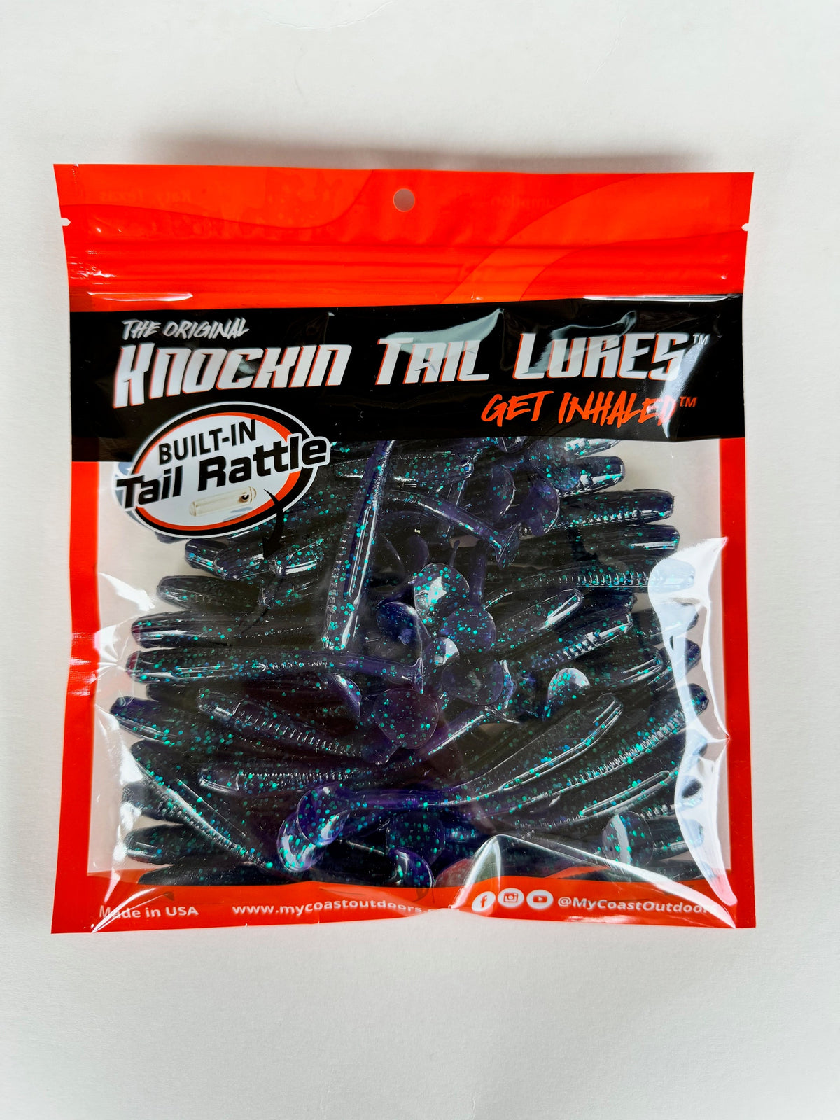 Knockin Tail Lures Bulk Bag — 50 Built-In Tail Rattle Paddle Tails | Your Choice of Size & Color
