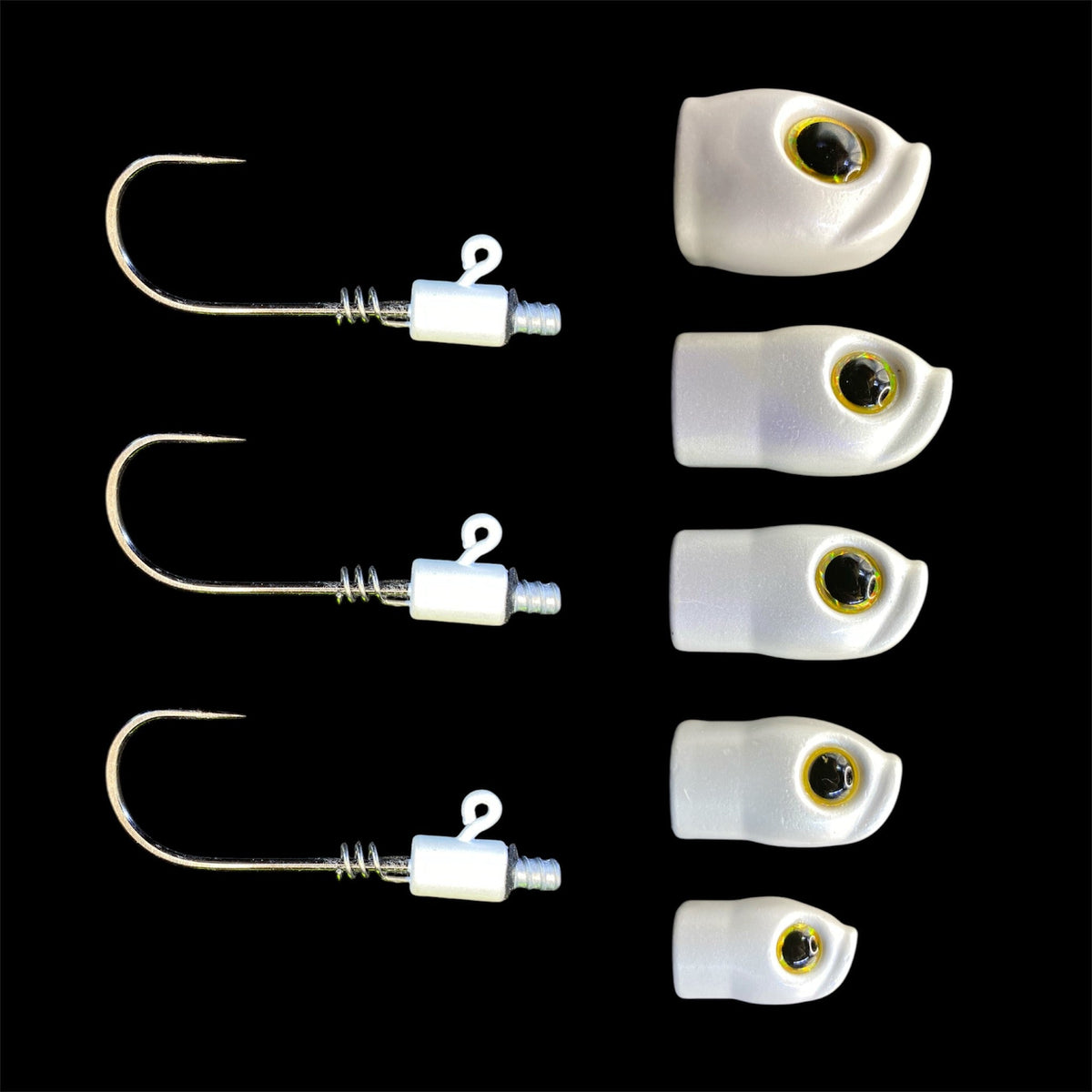 Stack Tackle Screwy Head Jigs | U.S. Patent No. 12,690,572 | 5 Sizes + 3 Mustad 5/0 Hooks | Screw-On O-Ring Lock | Swap Without Re-Tying