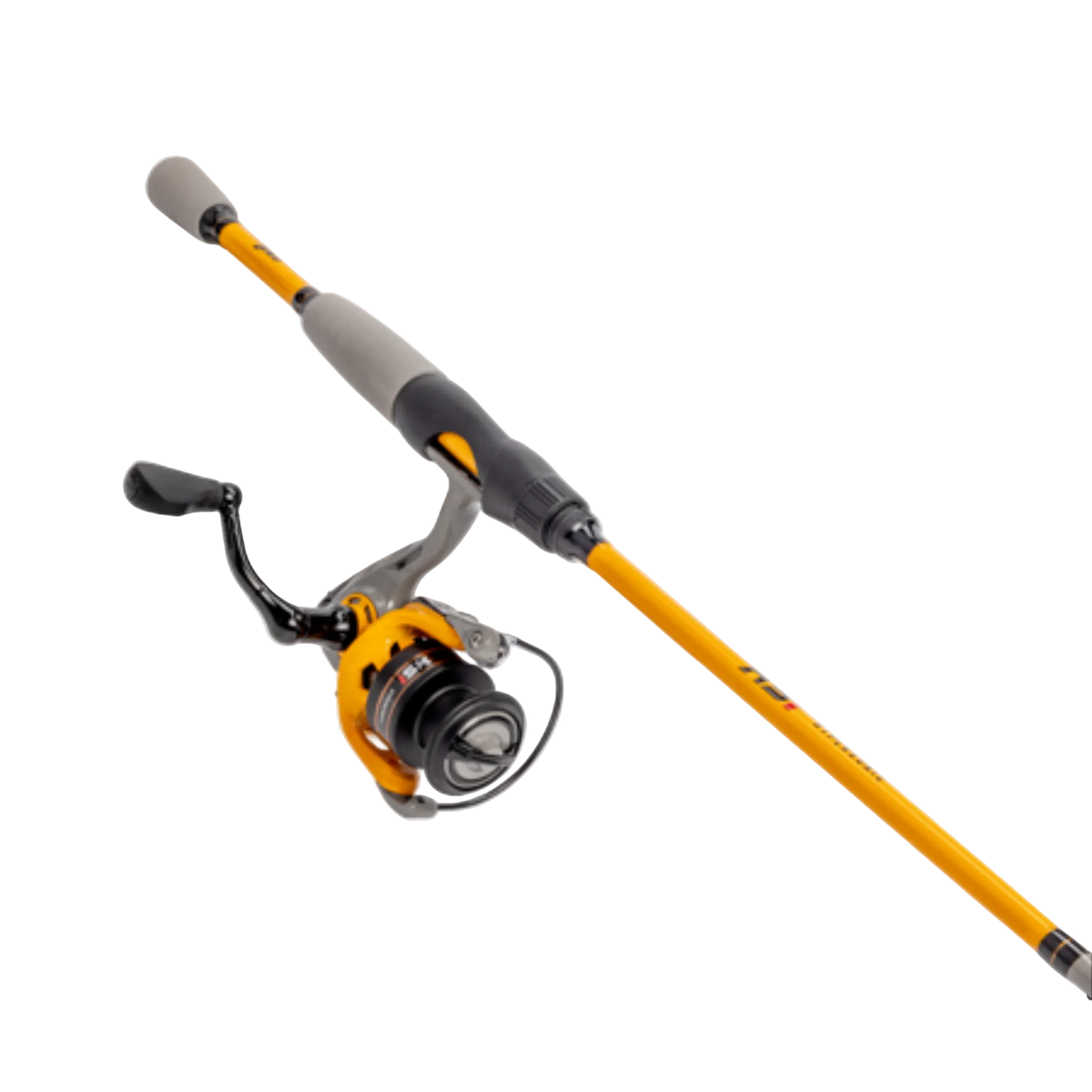 Fishing rod and reel set on a white background