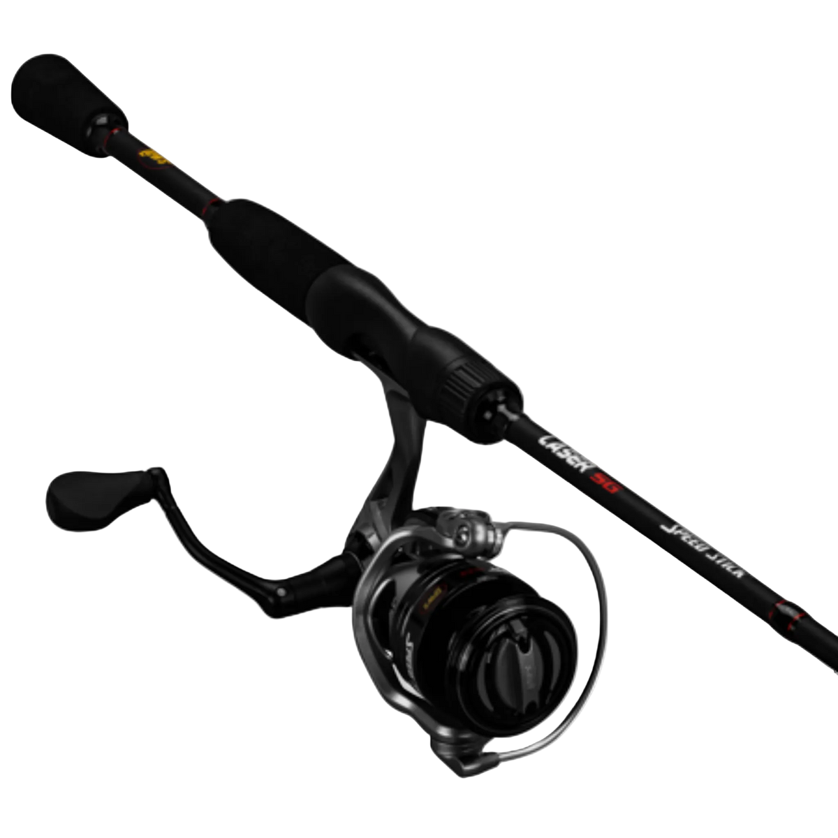 Fishing rod and reel set on a white background