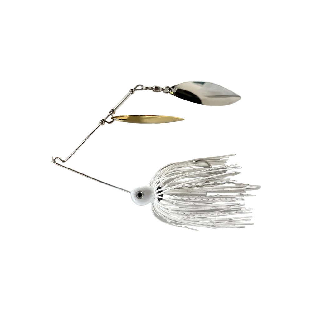 Fishing lure with a white skirt on a white background