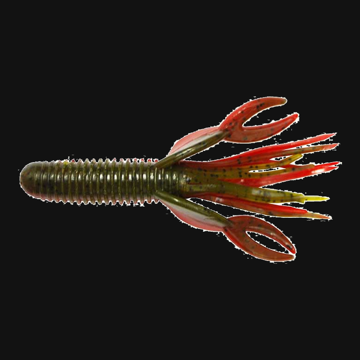 Big Bite Baits Craw Tube 4" in Green Pumpkin/Texas Red