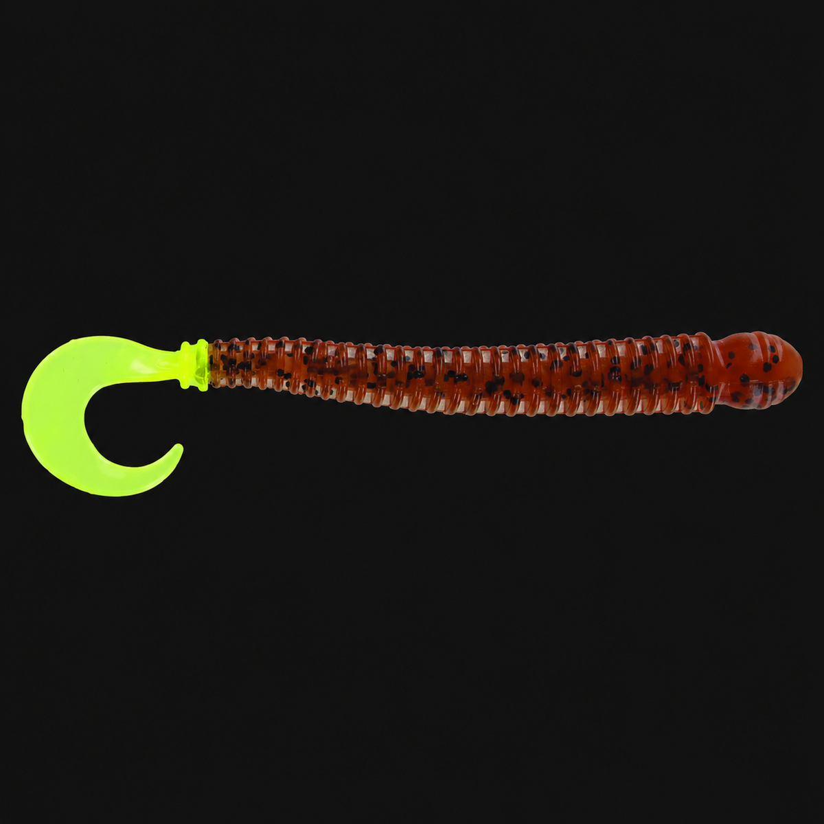Big Bite Baits 4-inch Ring Disc Worm in Pumpkin Seed / Chartreuse Tail