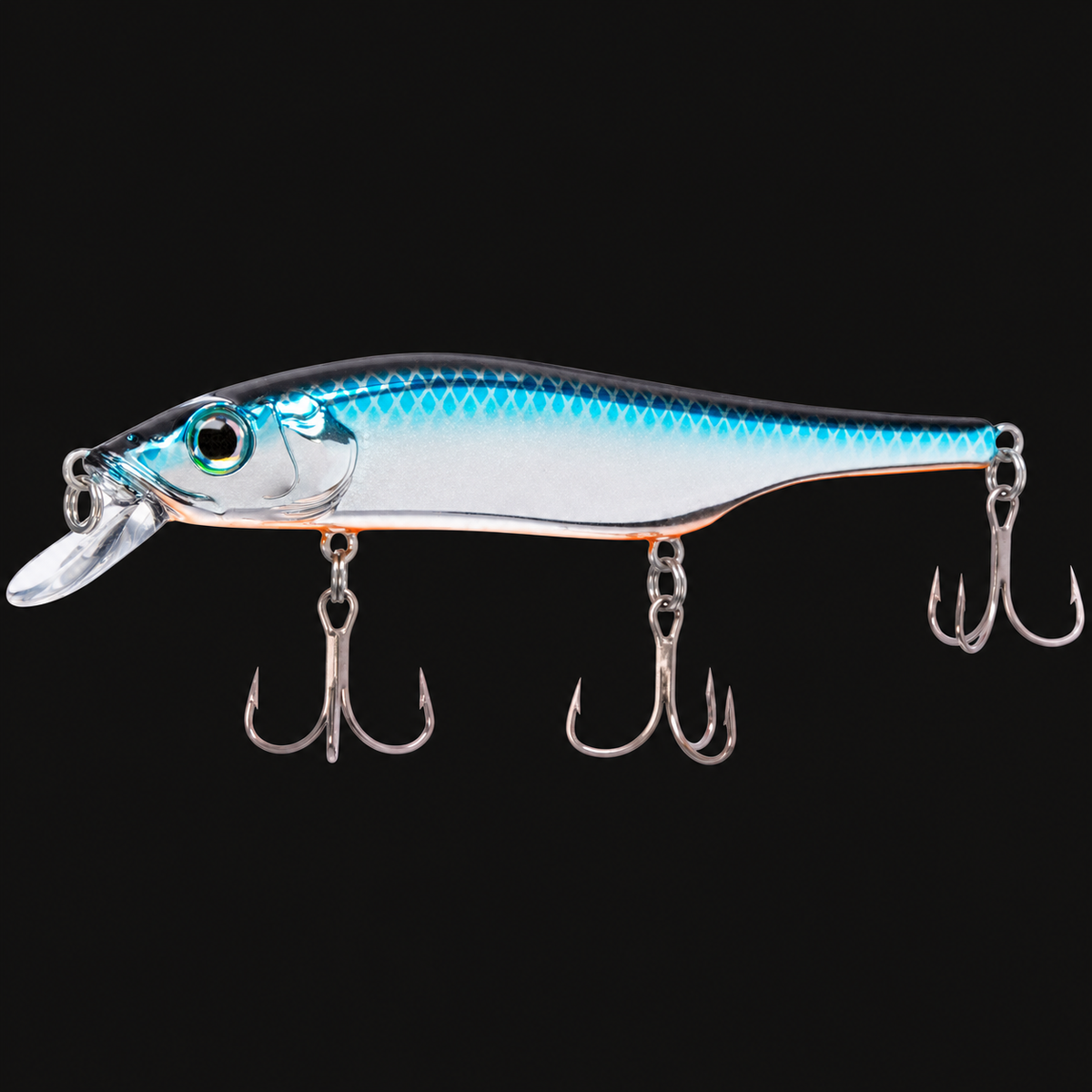 Bill Lewis Scope-Stik jerkbait in Chrome Blue/Orange Belly