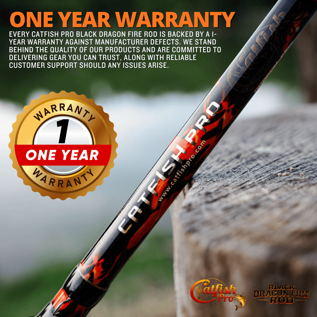 Catfish Pro Black Dragon Fire Casting Rod | 7'6" Glow