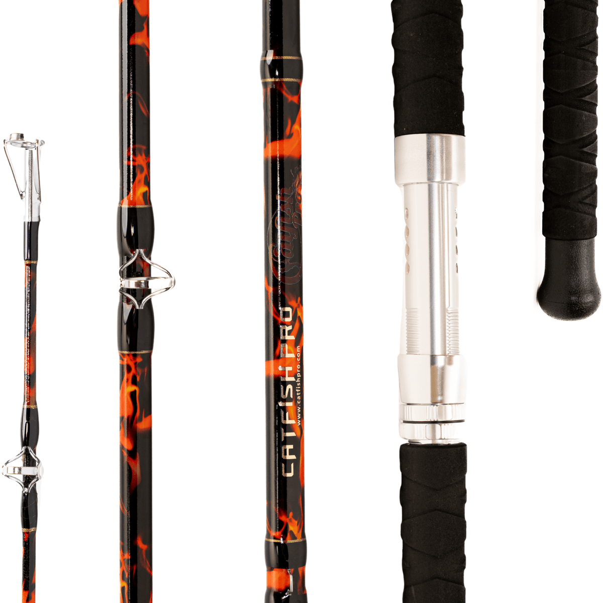 Catfish Pro Black Dragon Fire Spinning Glow Rod | 7'6"