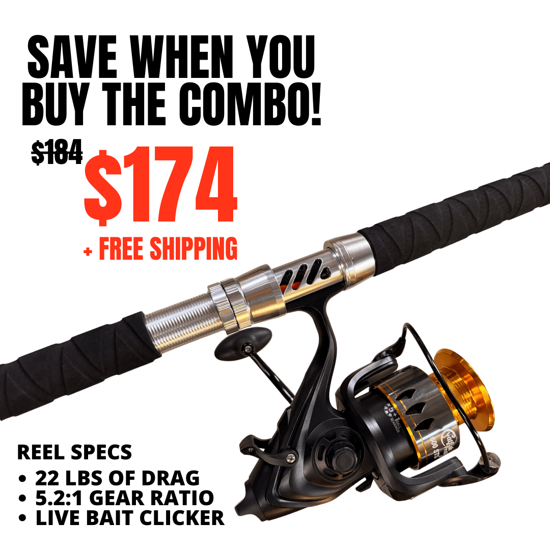 Catfish Pro Black Dragon Fire Spinning Glow Rod | 7'6"