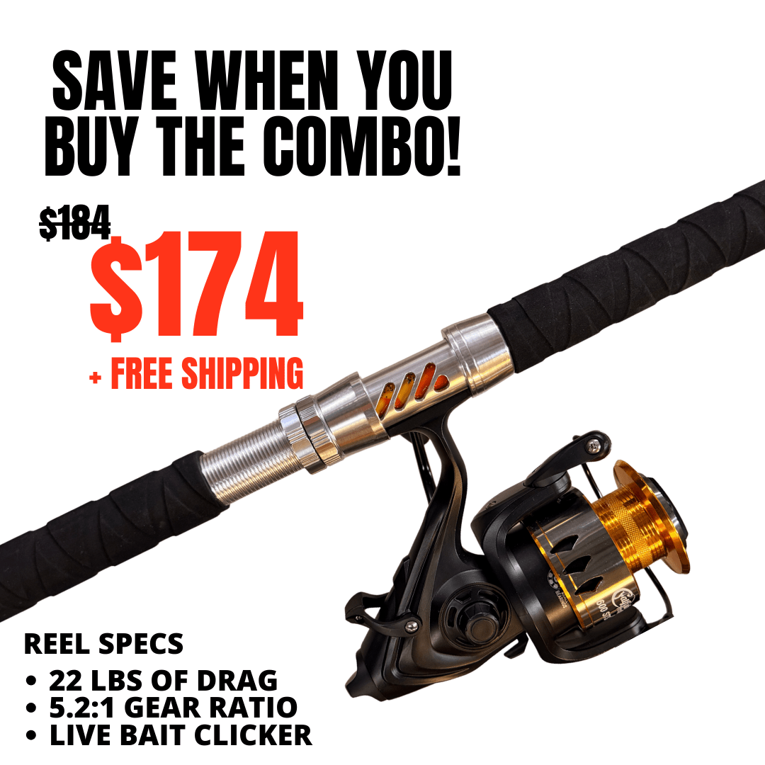Catfish Pro Orange Dragon Fire Spinning Glow Rod | 7'6"