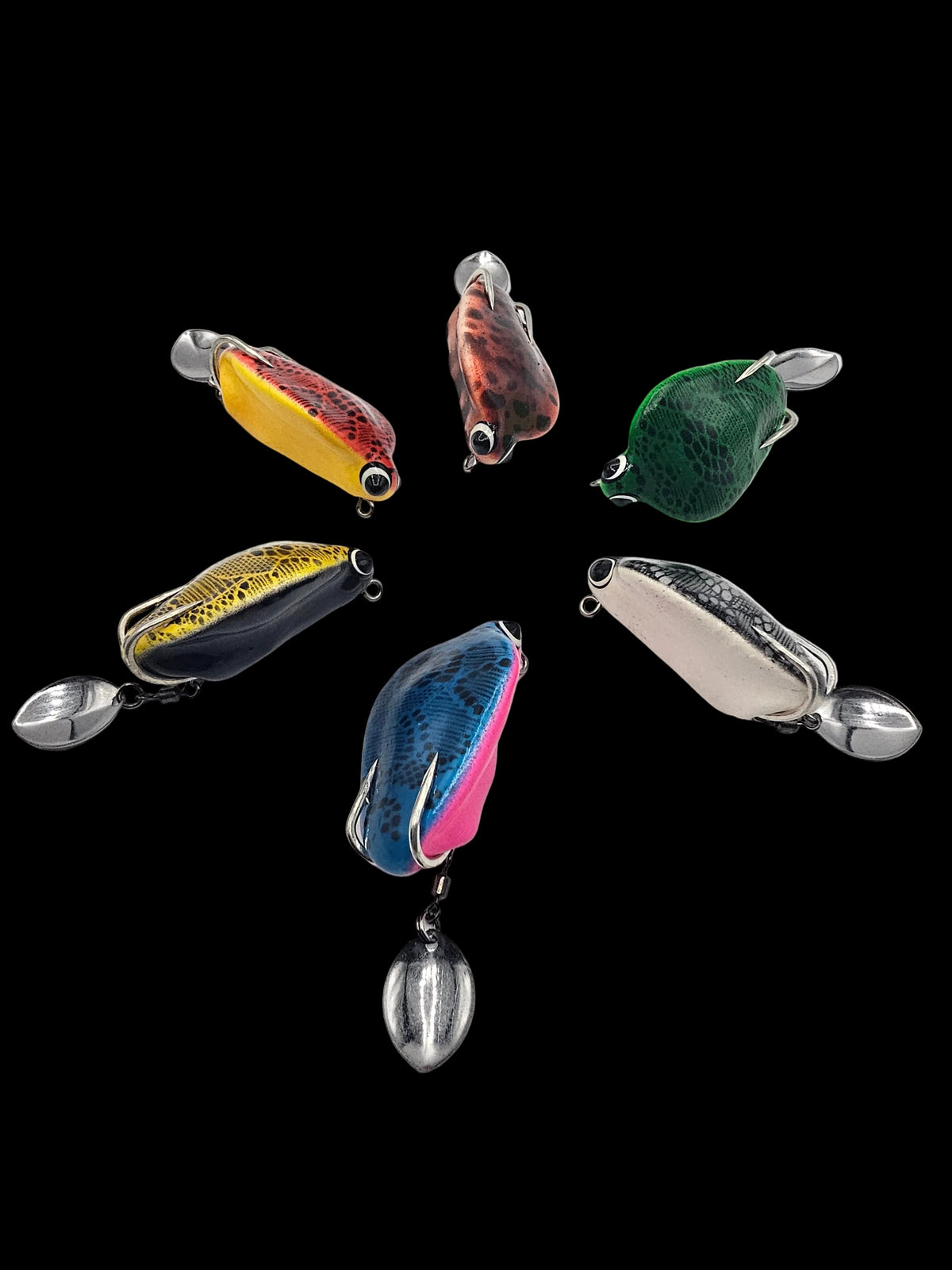 Set of colorful fishing lures on a white background
