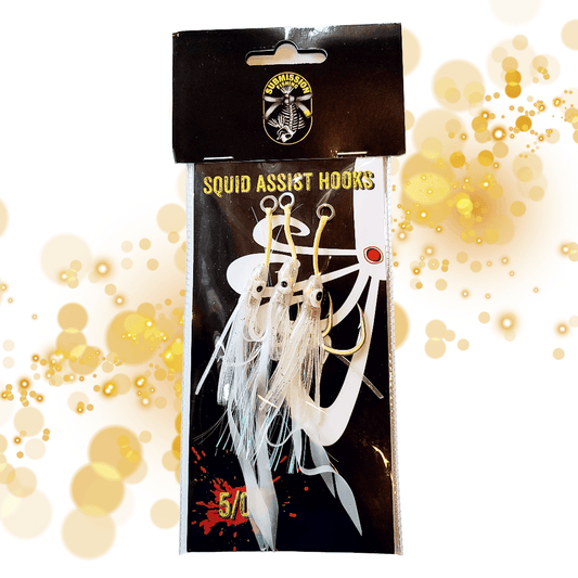 Submission Fishing Co. Squid Assist Hooks | Glow-in-the-Dark Huchi | 5/0 & 10/0 | Pack of 3 | Slow Pitch Jigging