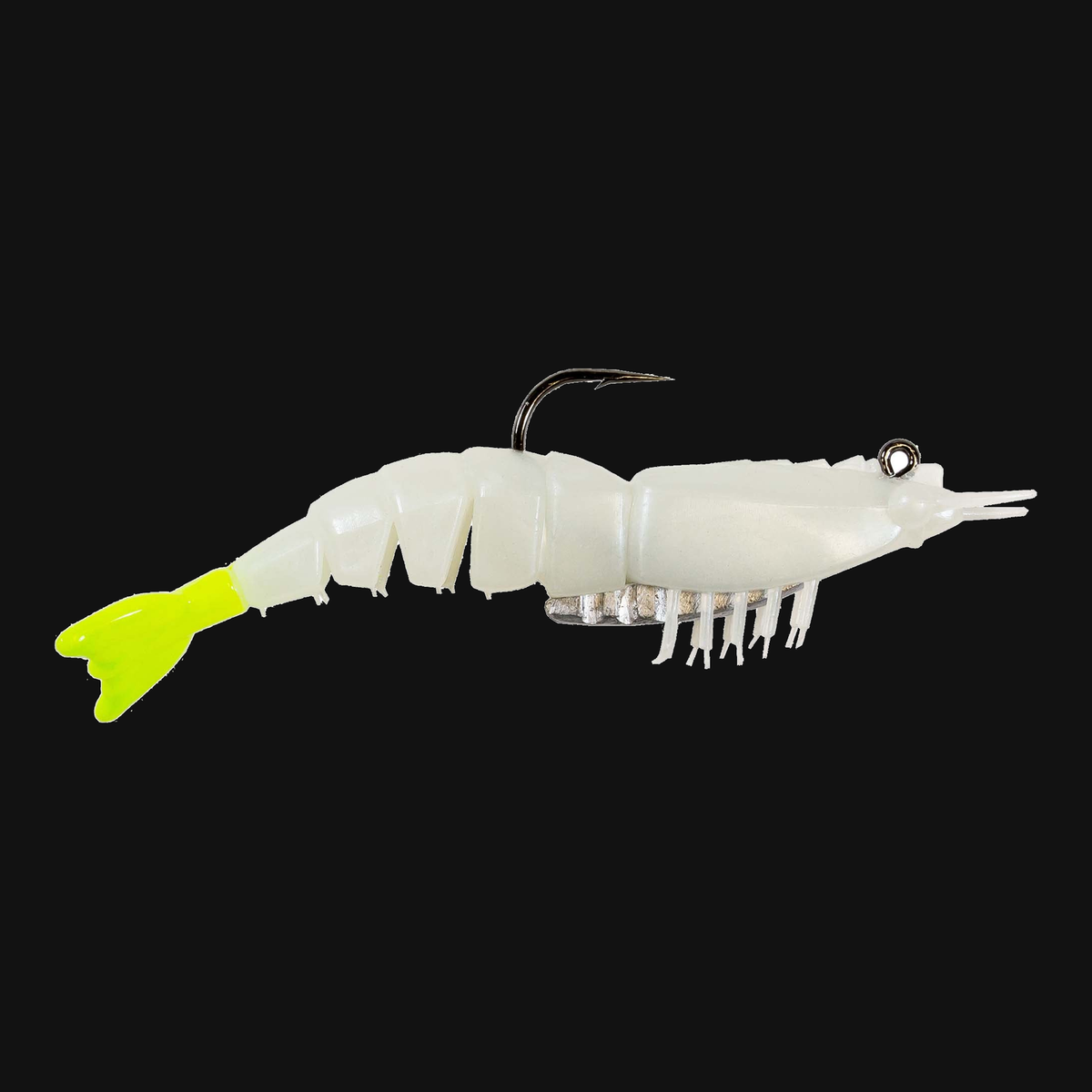 Z-Man EZ ShrimpZ Rigged 3.5-inch shrimp bait in Glow/Chartreuse Tail