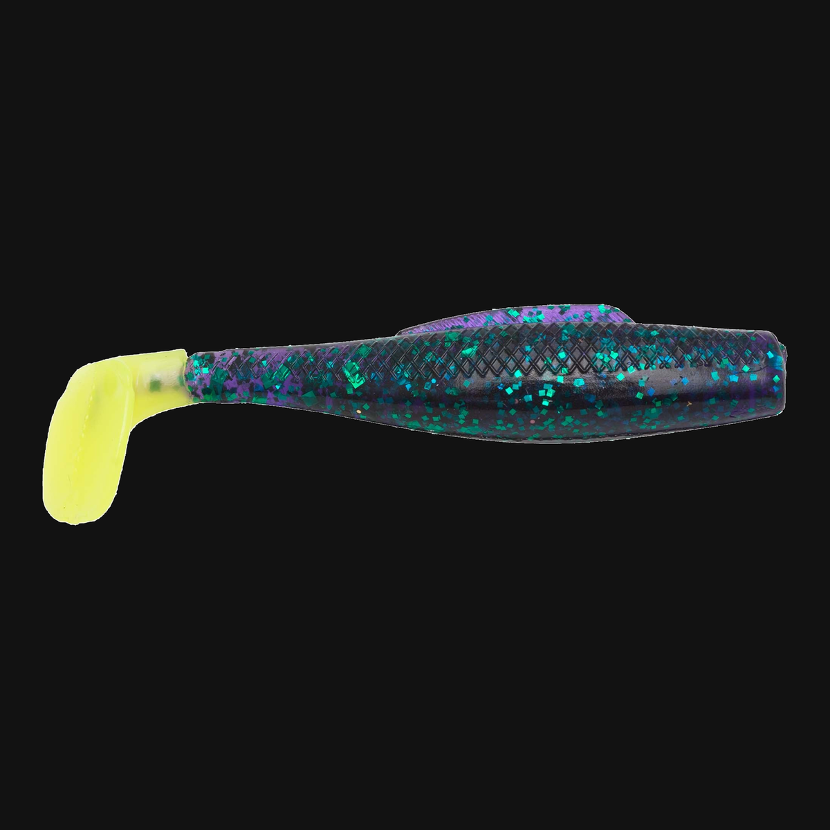 Z-Man MinnowZ in Purple/Chartreuse Tail, paddle tail swimbait