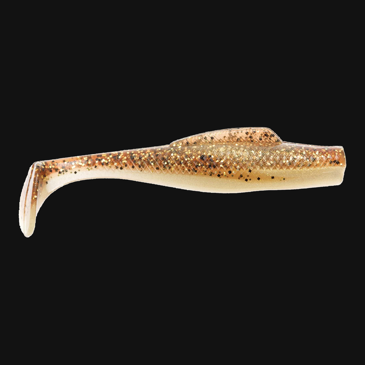 Z-Man MinnowZ in Rootbeer/Gold, paddle tail swimbait