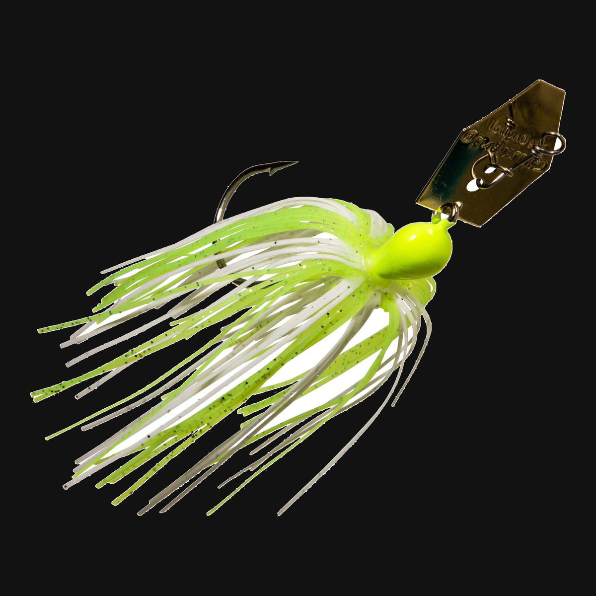 Z-Man Original ChatterBait 1/4-ounce bladed jig in Chartreuse/White/Gold Blade