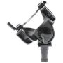 Angled dark gray plastic fishing rod holder with adjustable cradle.