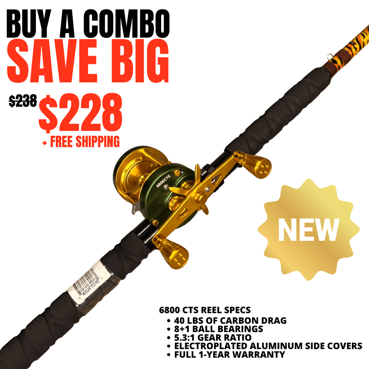 Catfish Pro The Tiger Casting Rod 7'6" Limited Edition