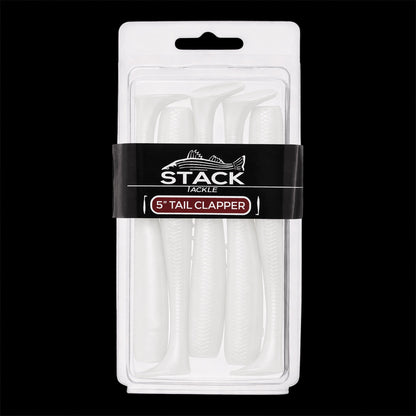 Stack Tackle 5" Tail Clapper | Paddle Tail Swimbait | 5 Per Pack | 5/0 Screwy Head Compatible | Striped Bass, Flounder, Snook | 6 Colors