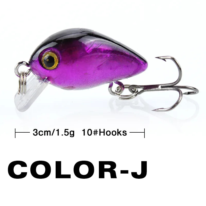 Fishing Lure Small Minnow Mini Wobble 3cm 1.5g Micro Fish Crank Bait Artificial Lure Swimbait 1 Piece