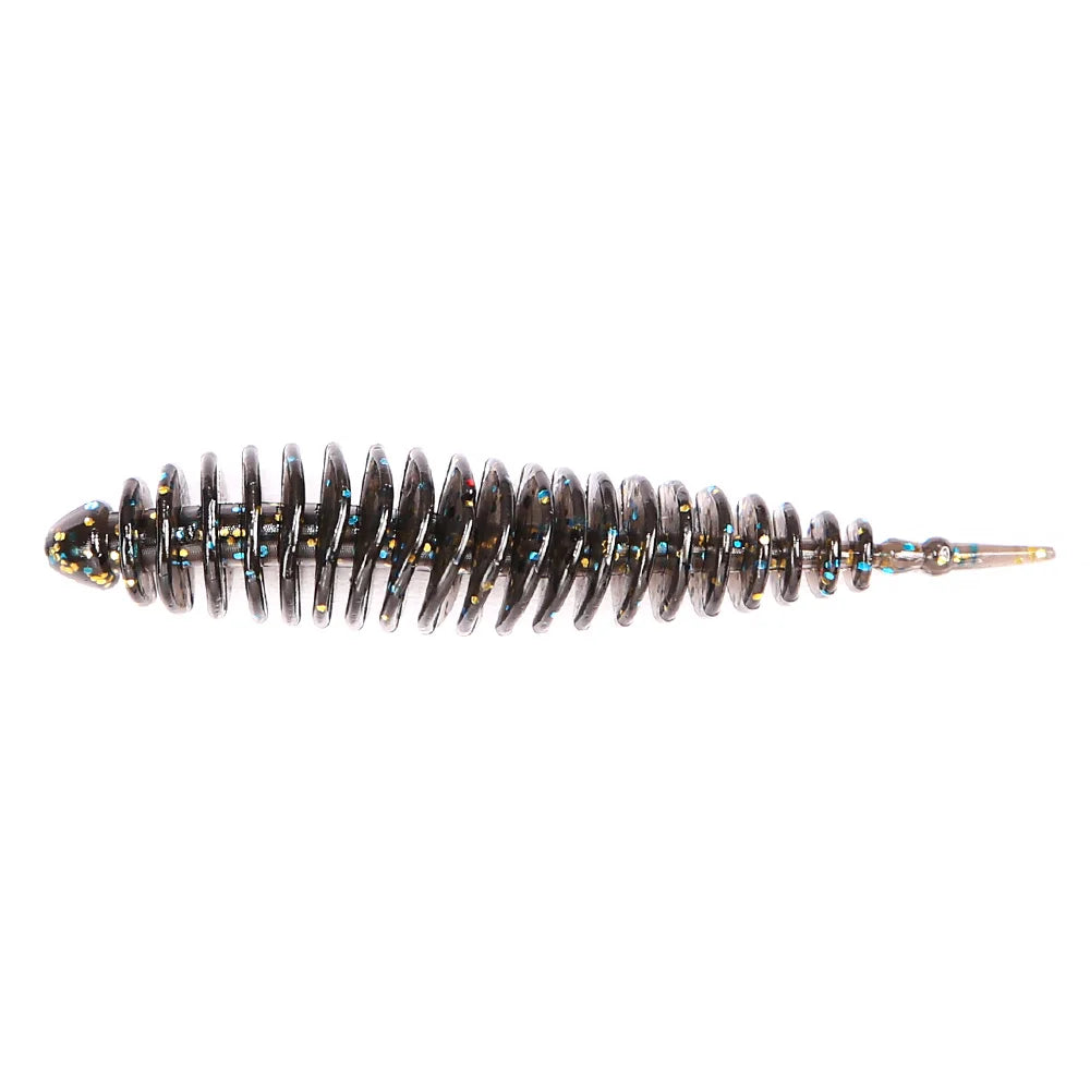 Soft Fishing Lure, Spiral Worm Bait with Glitter