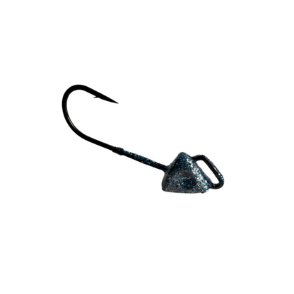Fishing hook with a metallic shank on a white background