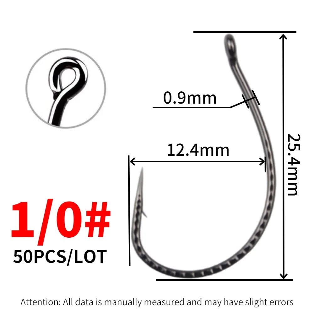 50pcs High Carbon Steel Wacky Hooks – Non-Slip Soft Bait Hook for Worm Lure Fishing, Carp & All Waters Tackle