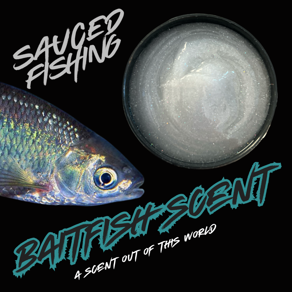 Sauced Fishing 4oz Baitfish Fish Attractant | Natural Baitfish Scent | Wide-Mouth Jar | Bass, Pike, Walleye & Inshore