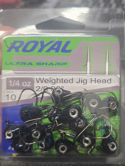 Royal Hooks ROYAL Large Round Jig Head | Midnight Storm | Black & Blue Flake | 90° Eyelet | Metal Bait Keeper | 3D Flake Eyes | 1/16–3/4 oz