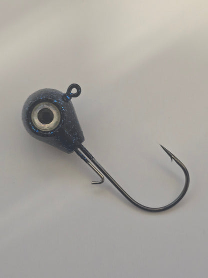 Royal Hooks ROYAL Large Round Jig Head | Midnight Storm | Black & Blue Flake | 90° Eyelet | Metal Bait Keeper | 3D Flake Eyes | 1/16–3/4 oz
