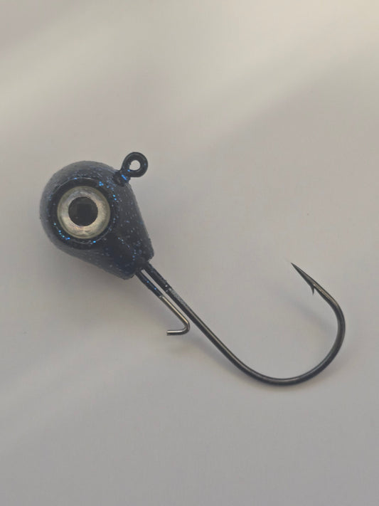 Royal Hooks ROYAL Large Round Jig Head | Midnight Storm | Black & Blue Flake | 90° Eyelet | Metal Bait Keeper | 3D Flake Eyes | 1/16–3/4 oz