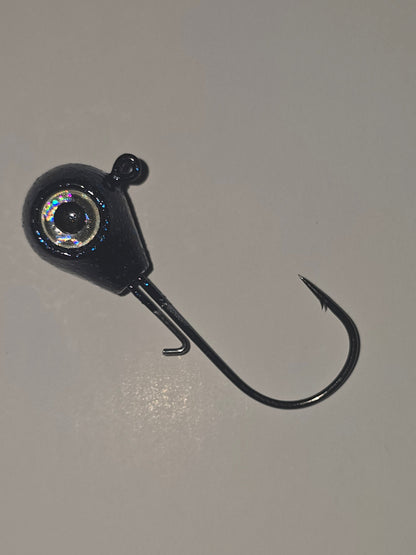 Royal Hooks ROYAL Large Round Jig Head | Midnight Storm | Black & Blue Flake | 90° Eyelet | Metal Bait Keeper | 3D Flake Eyes | 1/16–3/4 oz