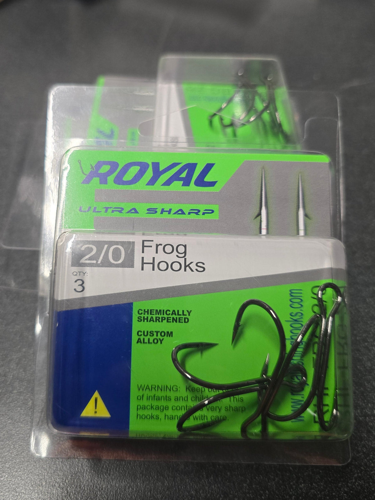Royal Hooks ROYAL Frog Hooks | Double-Prong | Down-Facing Points | Triple-Coated | Twice Chemically Sharpened | Soft Plastic Frogs & Urchin Baits | 2/0 & 3/0