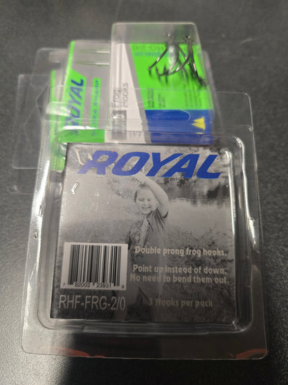 Royal Hooks ROYAL Frog Hooks | Double-Prong | Down-Facing Points | Triple-Coated | Twice Chemically Sharpened | Soft Plastic Frogs & Urchin Baits | 2/0 & 3/0