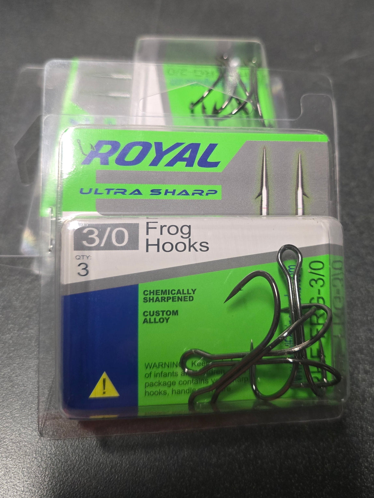 Royal Hooks ROYAL Frog Hooks | Double-Prong | Down-Facing Points | Triple-Coated | Twice Chemically Sharpened | Soft Plastic Frogs & Urchin Baits | 2/0 & 3/0