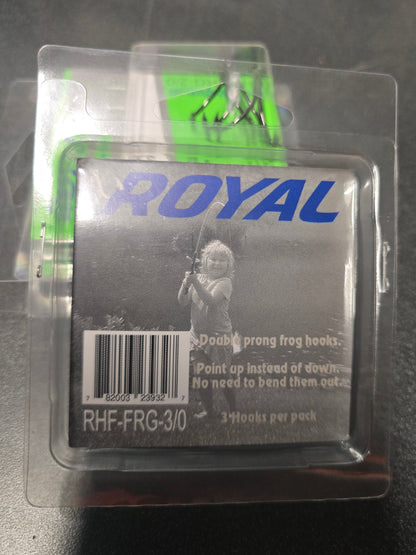 Royal Hooks ROYAL Frog Hooks | Double-Prong | Down-Facing Points | Triple-Coated | Twice Chemically Sharpened | Soft Plastic Frogs & Urchin Baits | 2/0 & 3/0