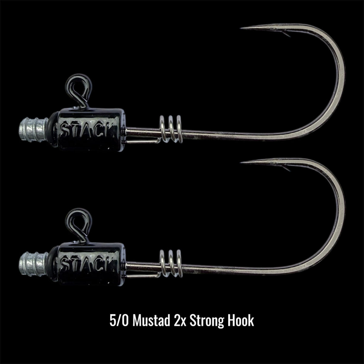 Stack Tackle Screwy Head Replacement Hooks | 5/0 Mustad 2X Strong | 2 Per Pack | Screwy Head Jig System Compatible
