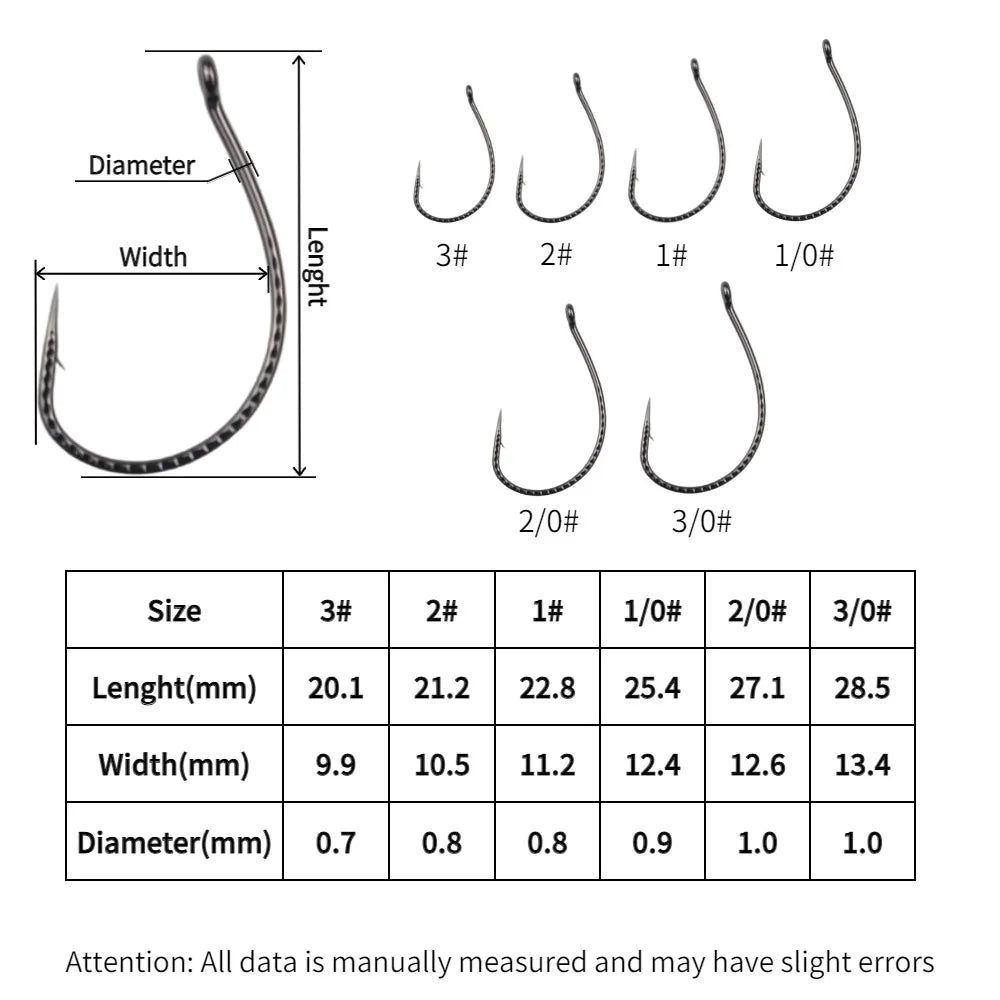 50pcs High Carbon Steel Wacky Hooks – Non-Slip Soft Bait Hook for Worm Lure Fishing, Carp & All Waters Tackle