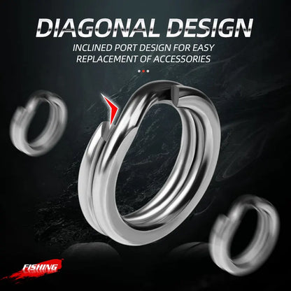 200pcs/box High-Strength Stainless Steel Split Rings for Fishing Lures Loop Corrosion-Resistant Connector Rings