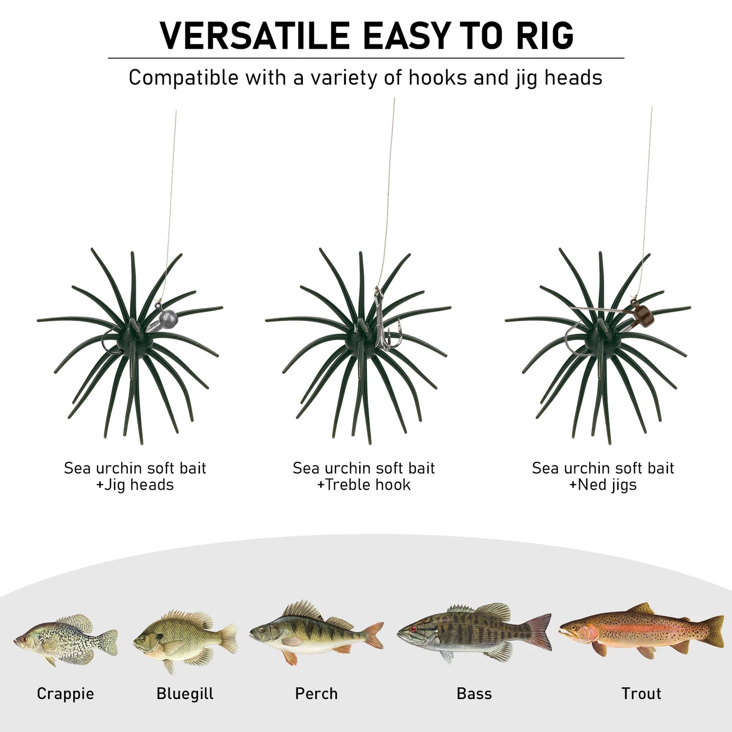 Sea Urchin Lures 4in Freshwater Saltwater Soft Baits