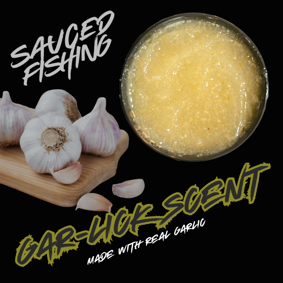Sauced Fishing 4oz Garlic Fish Attractant | Broad-Spectrum Scent | Wide-Mouth Jar | Trout, Catfish & Carp