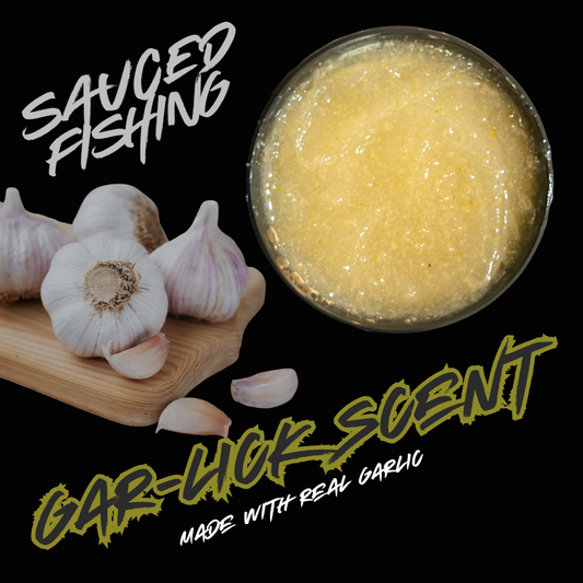 Sauced Fishing 4oz Garlic Fish Attractant | Broad-Spectrum Scent | Wide-Mouth Jar | Trout, Catfish & Carp