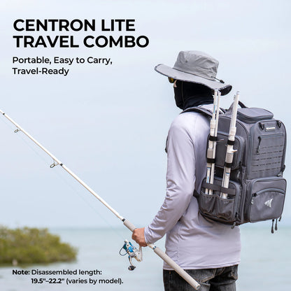 KastKing Centron Lite Travel Spinning Combo Fishing Rod Reel Packable Spinning Combos Lightweight IM6 Graphite Multi-Piece Kit
