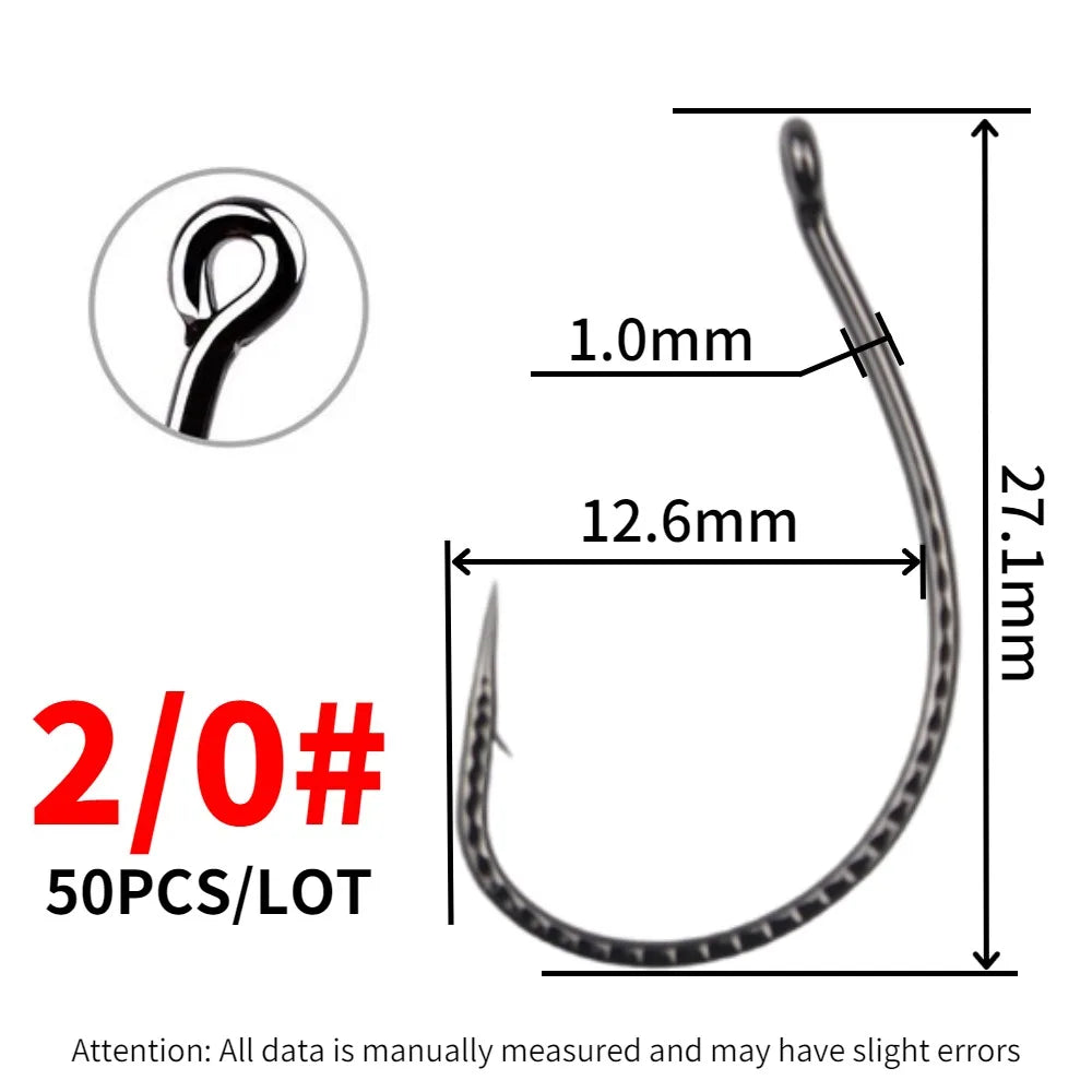 50pcs High Carbon Steel Wacky Hooks – Non-Slip Soft Bait Hook for Worm Lure Fishing, Carp & All Waters Tackle
