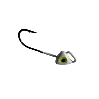 Fishing hook with a metal shank on a white background